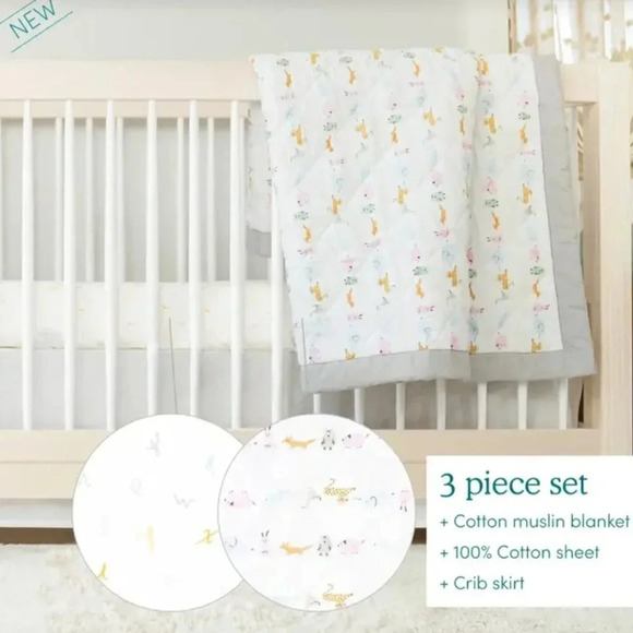 Aden +  Anais - NWT - quilts, sheet, and skirt. 3 piece set - Picture 1 of 9
